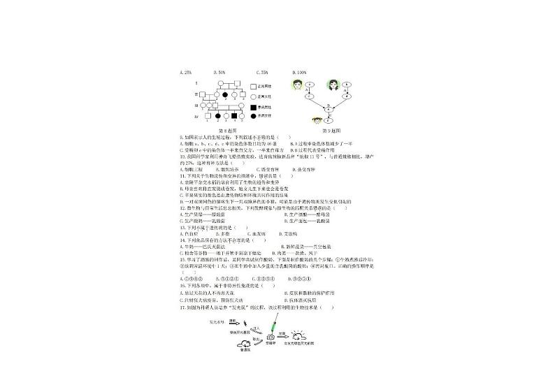 江苏省盐城市东台市实验中学2023-2024学年八年级下学期期中考试生物卷02