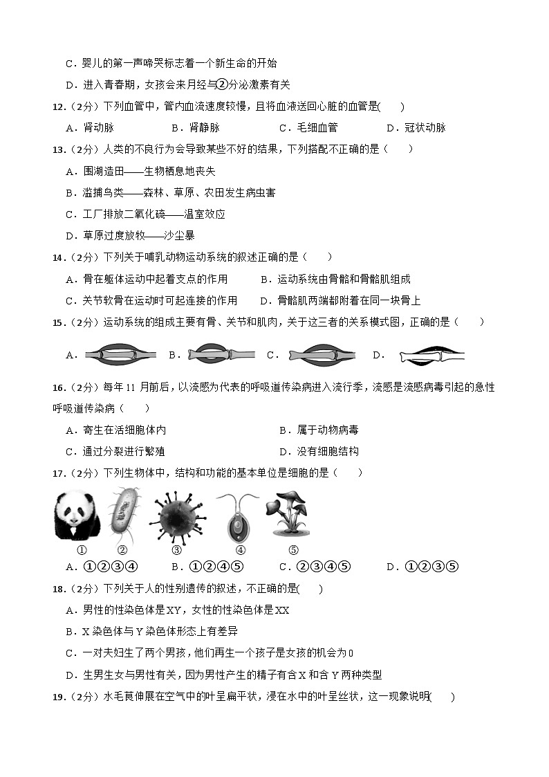 2024年甘肃省武威十七中教研联片九年级三模生物试题03