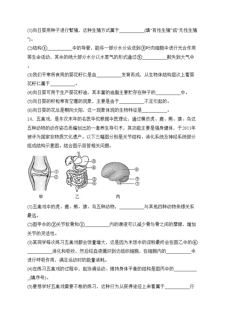 辽宁省葫芦岛市连山区2023年中考一模生物试卷(含答案)03