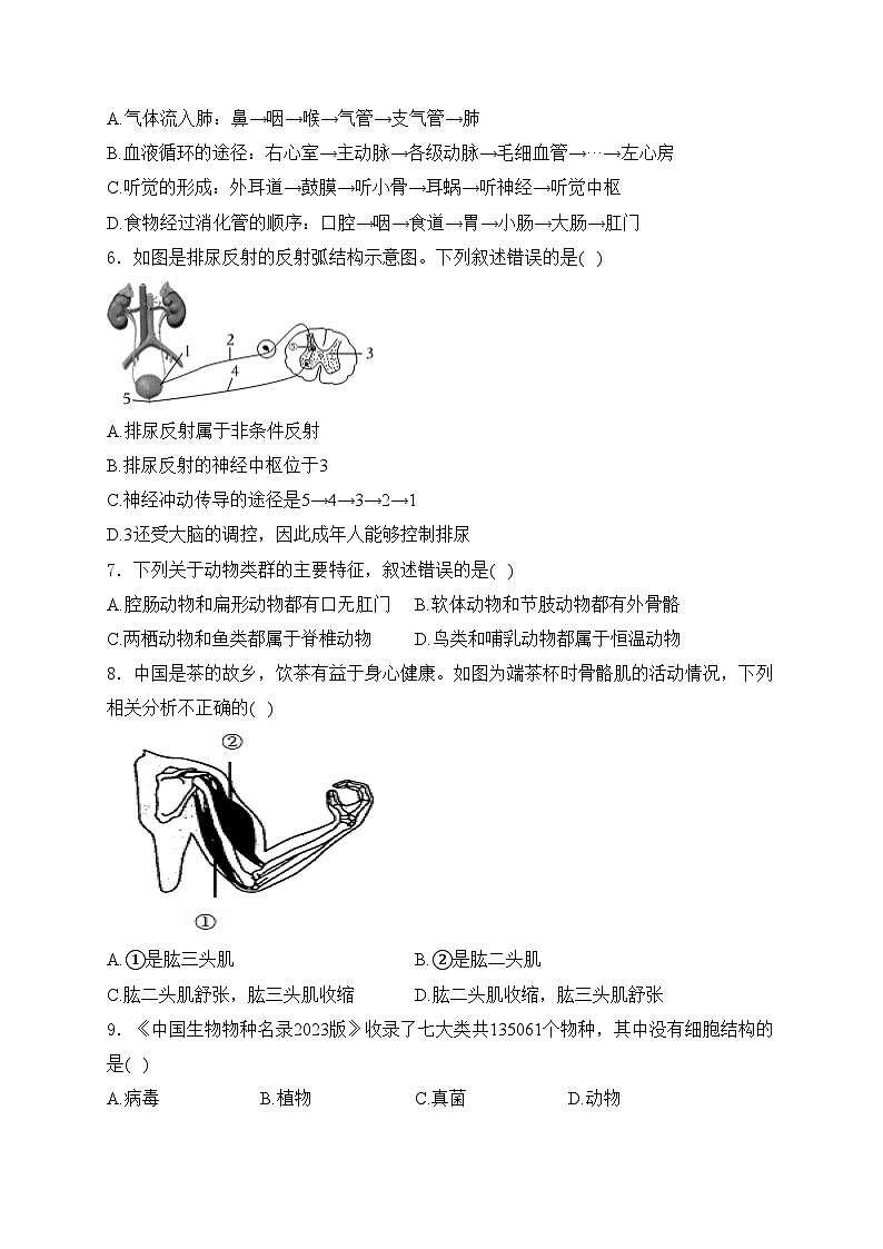 青海省海东市互助土族自治县第三片区2024年中考一模生物试卷(含答案)02