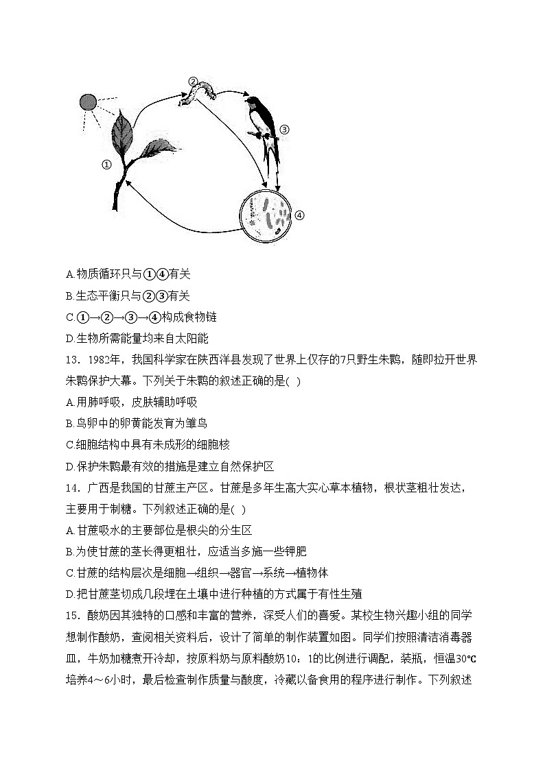 广西梧州市2024年中考一模生物试卷(含答案)03