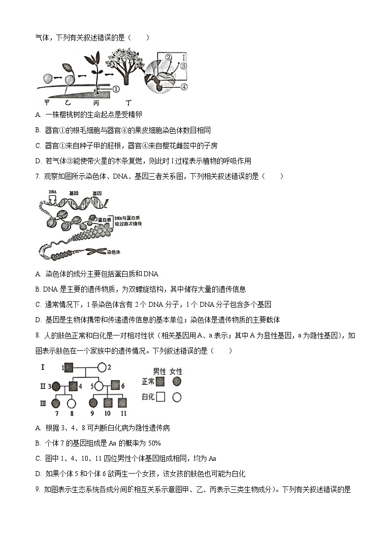 2023年江苏省徐州市中考二模生物试题（原卷版+解析版）03
