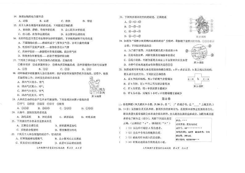福建省泉州市安溪县2023-2024学年七年级下学期5月期中生物试题第2页