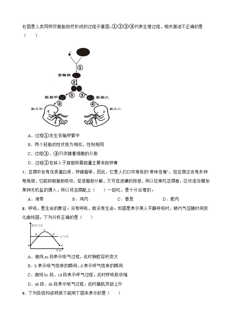 2024年湖南省娄底市中考生物模拟试题02