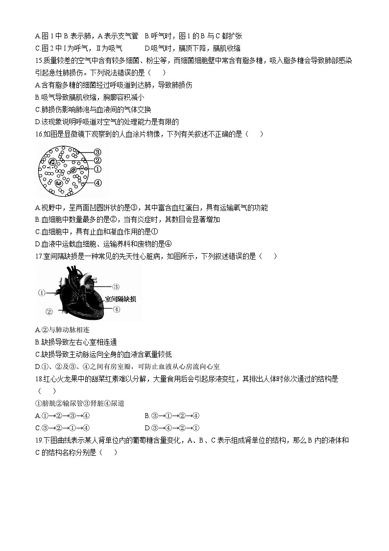 山东省枣庄市薛城区2023-2024学年七年级下学期期中考试生物试题第3页