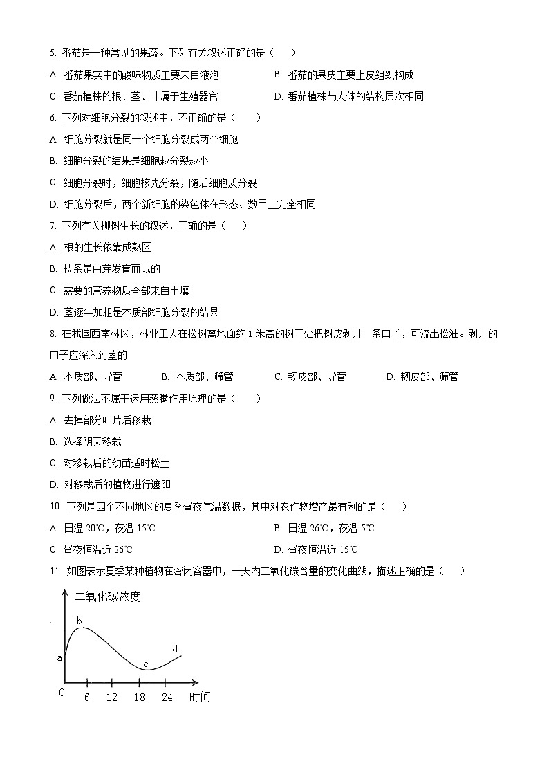 2024年广东省揭阳市榕城区九年级中考一模生物试题（原卷版+解析版）02