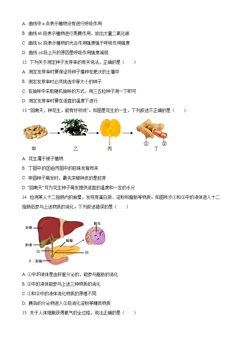 2024年广东省揭阳市榕城区九年级中考一模生物试题（原卷版+解析版）03