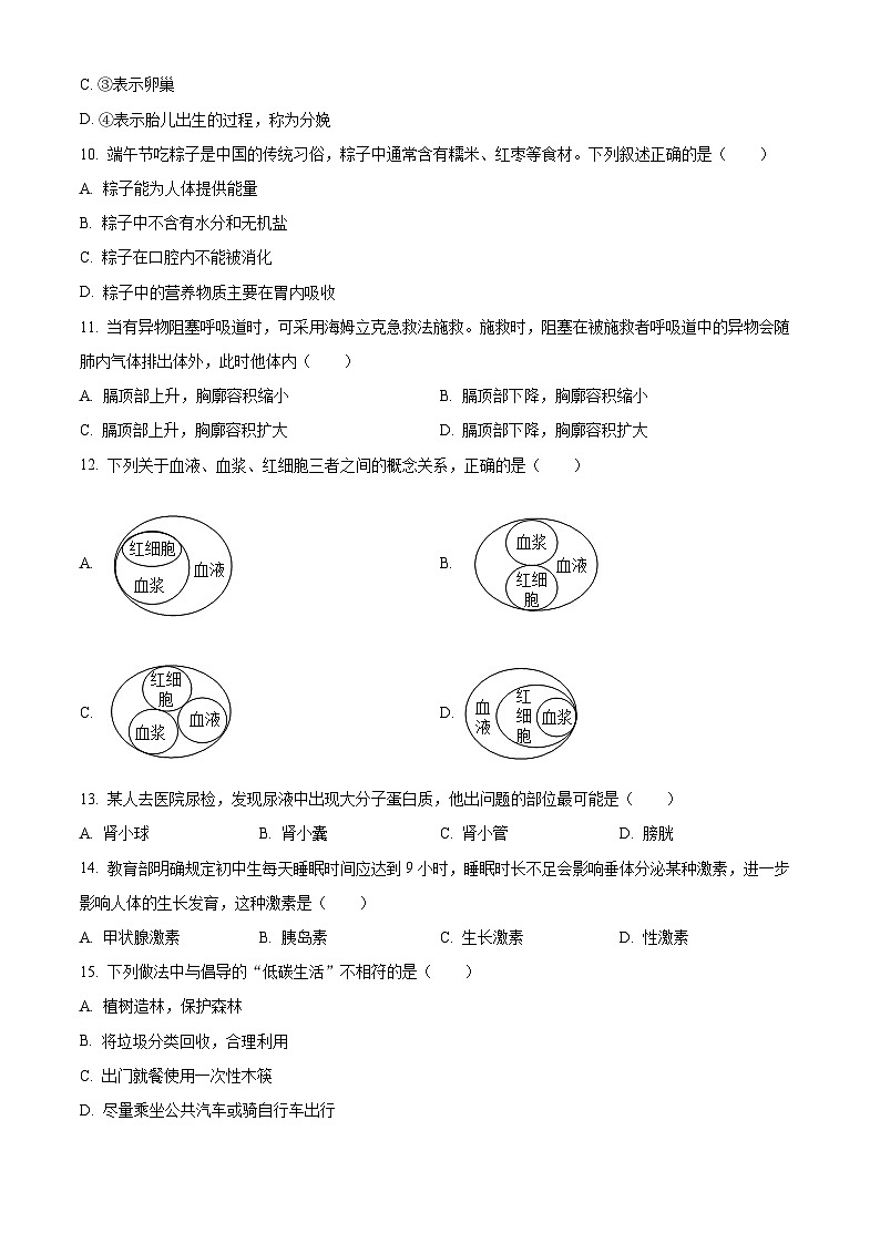 2024年广东省茂名市信宜市中考一模生物试题（原卷版+解析版）03