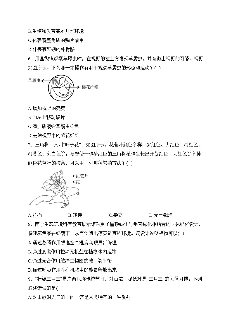 广西南宁市2024年中考一模生物试卷(含答案)02