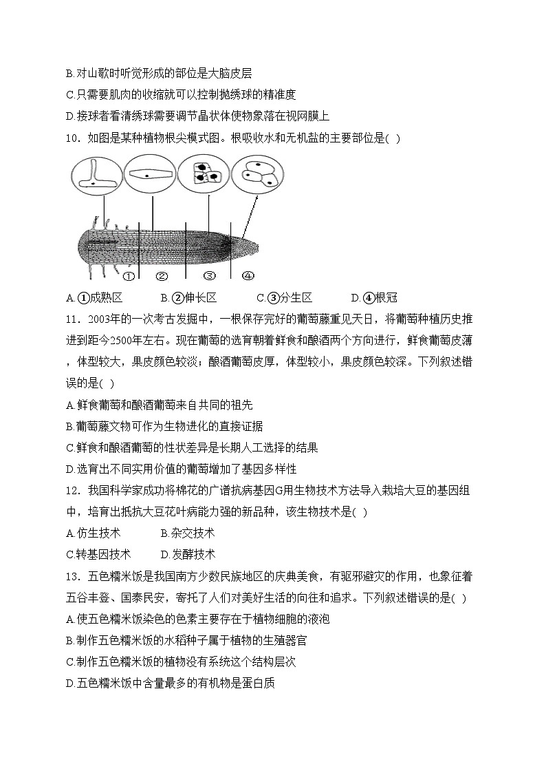 广西南宁市2024年中考一模生物试卷(含答案)03