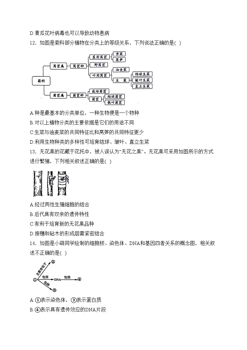 河南省郑州市2024届中考一模生物试卷(含答案)03