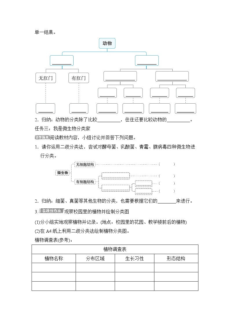 6.1.1尝试对生物进行分类导学案-2023--2024学年人教版生物八年级上册02