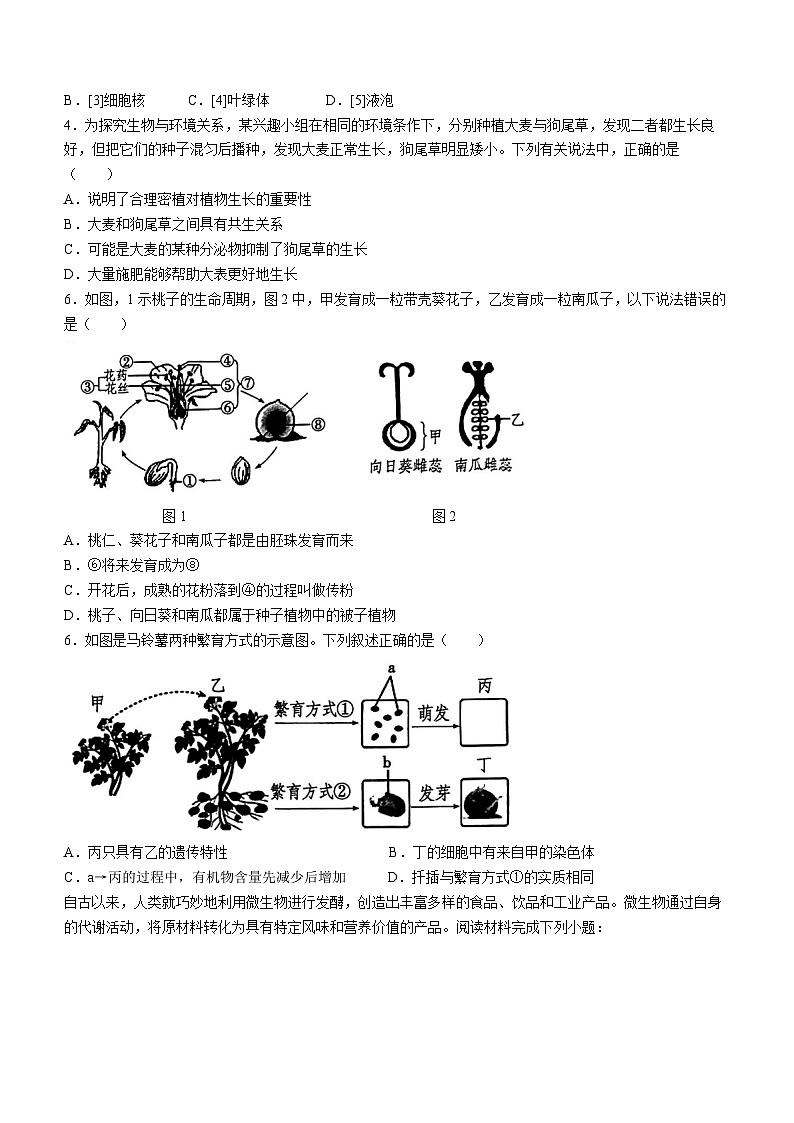 2024年山东省临沂市兰山区八年级中考一模生物试题02