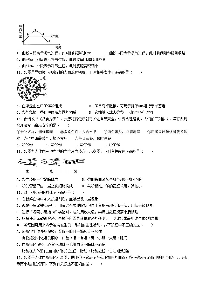 山东省济南市南山区2023-2024学年七年级下学期中考试生物试题(无答案)03