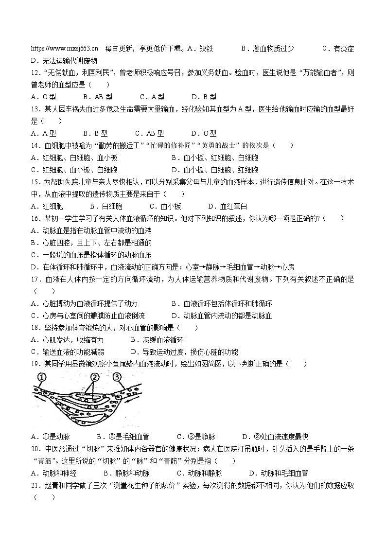 广东省珠海市金湾区金湾四校2023-2024学年七年级下学期4月期中生物试题(无答案)第2页