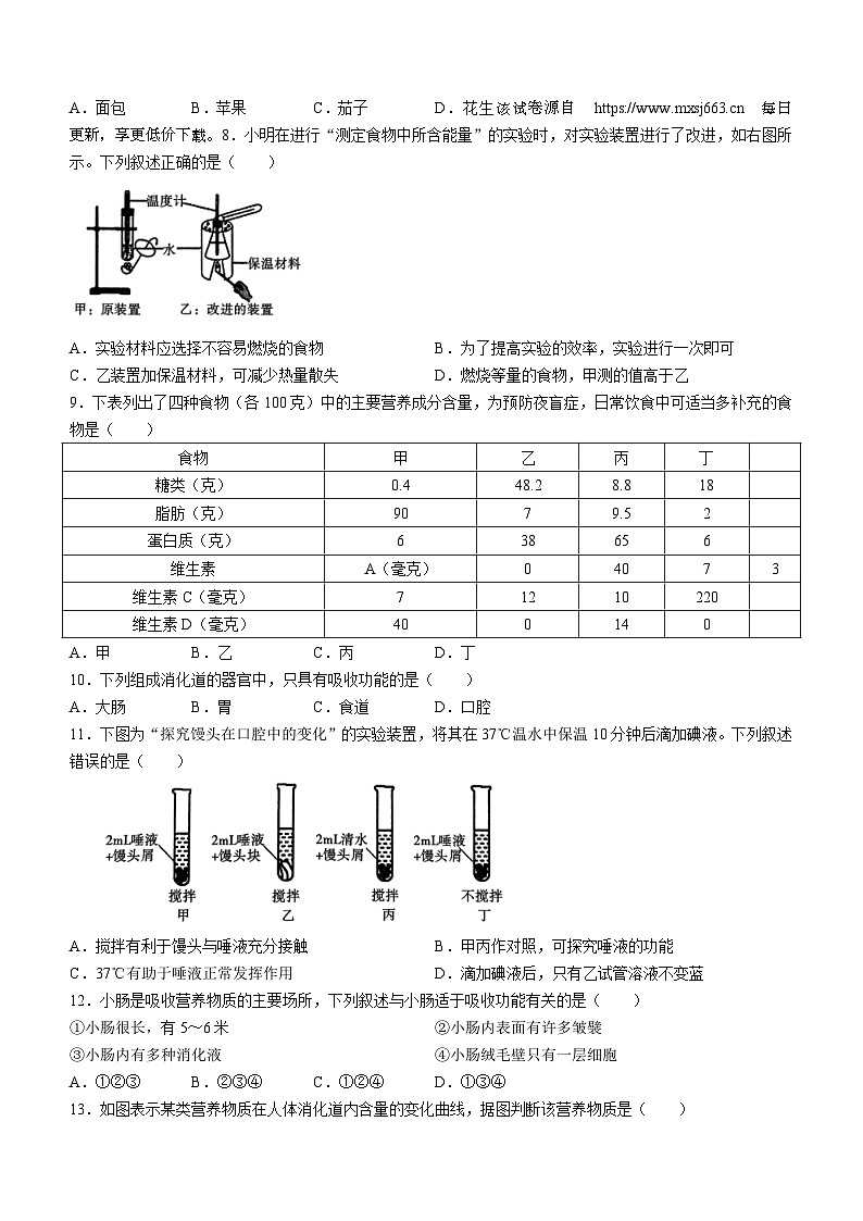 陕西省西安市新城区校园联考2023-2024学年七年级下学期4月期中生物试题02