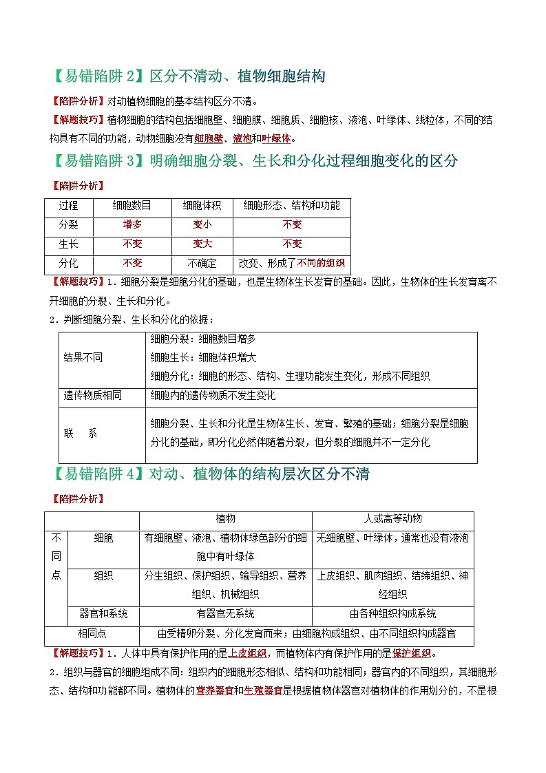 备战2024年中考生物考试易错题-易错点03 生物体的构成-备战2024年中考生物考试易错题(全国通用)(解析版)第2页