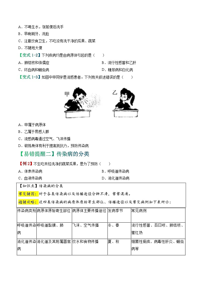 备战2024年中考生物考试易错题-易错点13 健康地生活-备战2024年中考生物考试易错题(全国通用)(原卷版)第3页