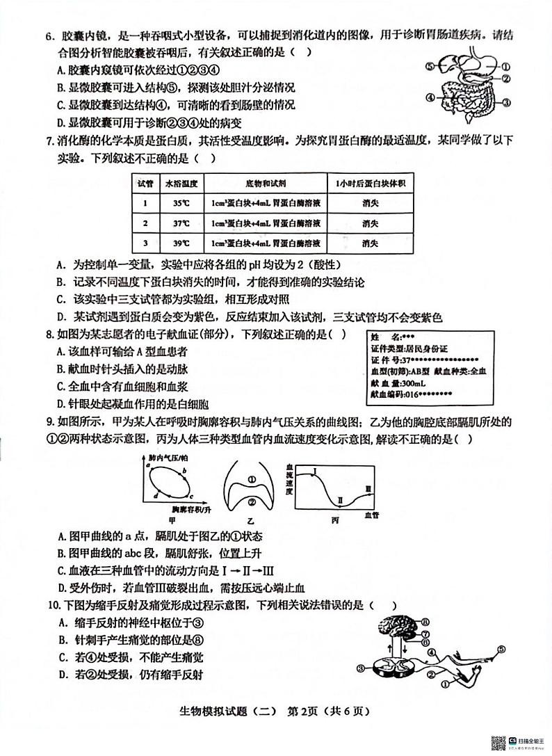2024年山东省菏泽市成武县中考二模生物试题02