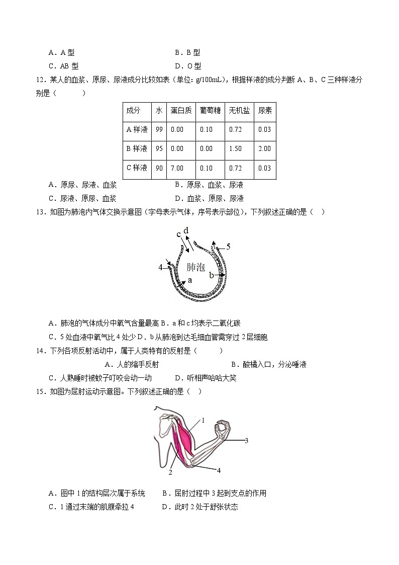 2024年中考考前最后一套押题卷：生物（全国通用）（考试版A4）03