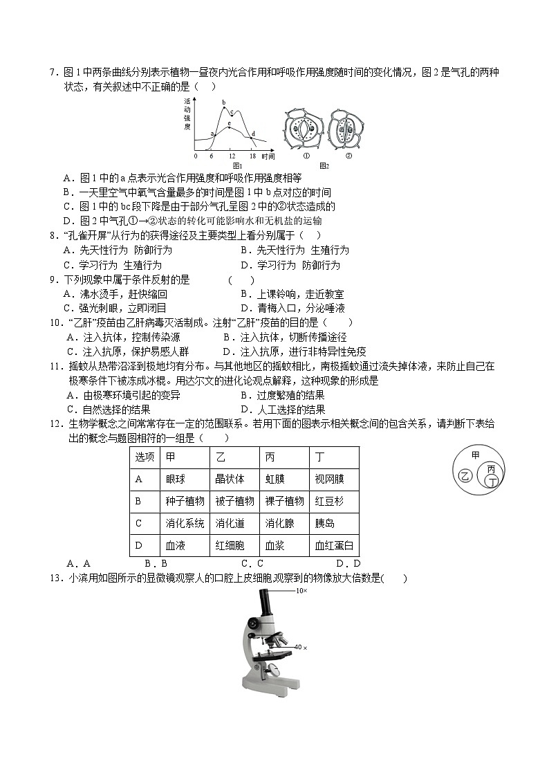 2024年中考押题预测卷（河北卷02）生物（考试版）A402