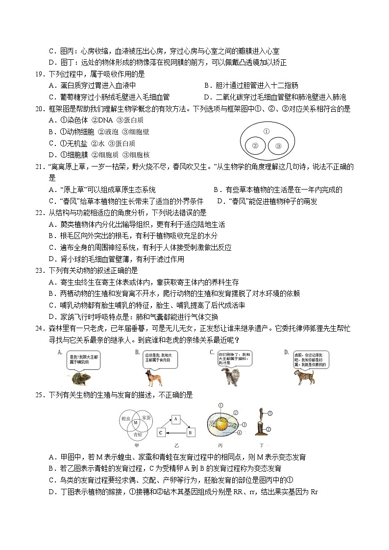 2024年中考押题预测卷（南京卷）生物（考试版）A4第3页