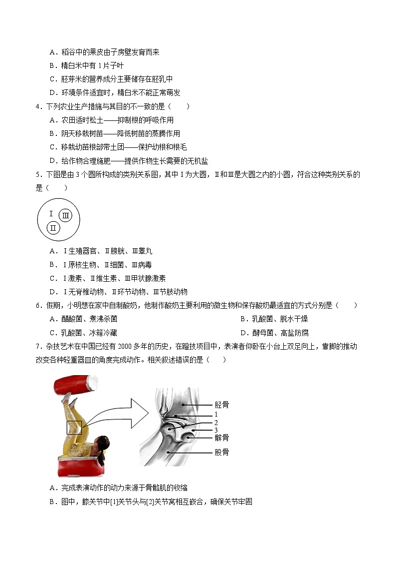2024年中考押题预测卷01（安徽卷）生物（考试版A4）02
