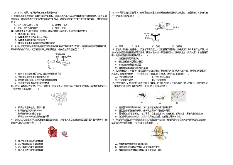 2024年中考押题预测卷01（北京卷）生物（考试版A3）第2页