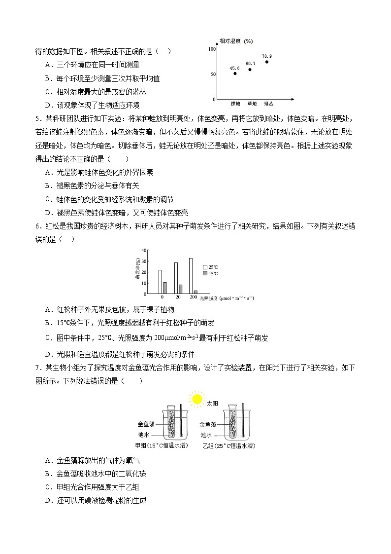 2024年中考押题预测卷01（北京卷）生物（考试版A4）02