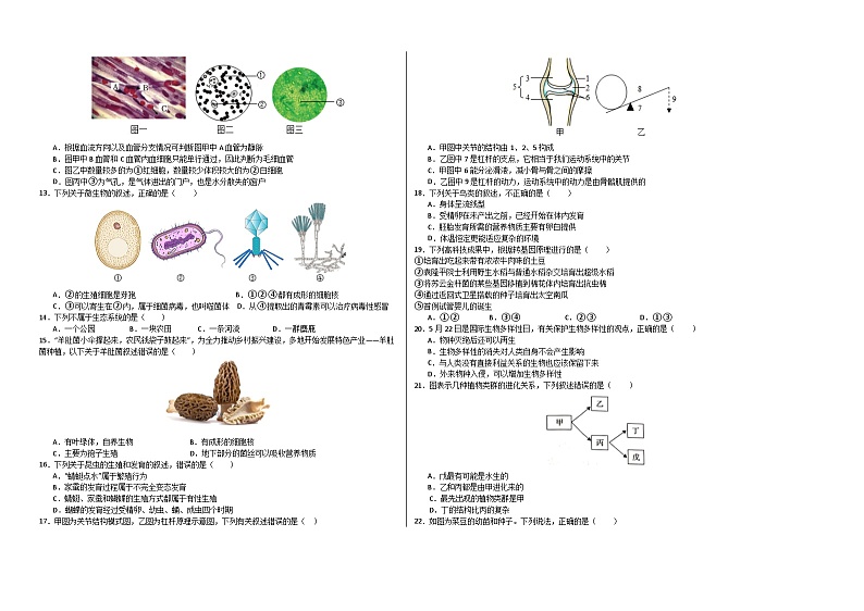 2024年中考考前最后一套押题卷：生物（广州卷）（考试版）A3第2页