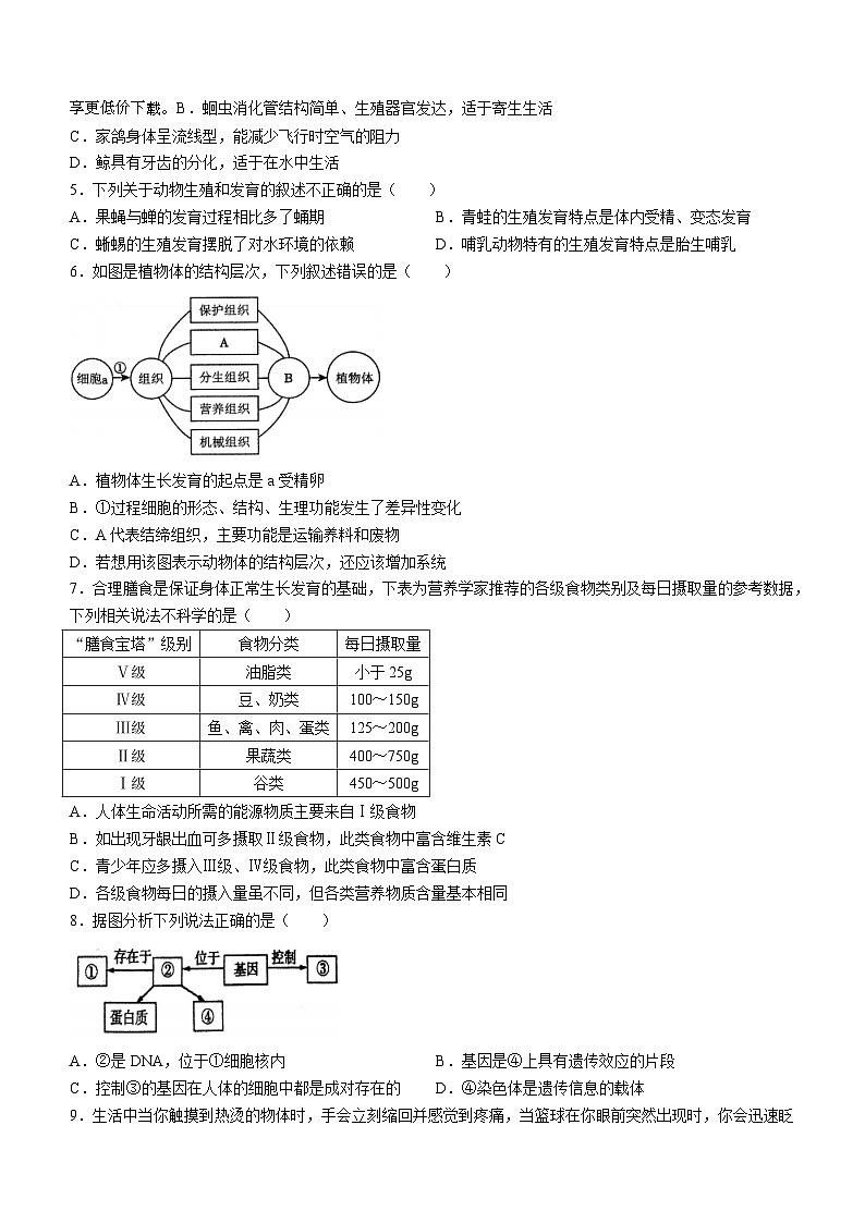 235，山东省青岛市李沧区2023-2024学年八年级下学期期中考试生物试题(无答案)第2页