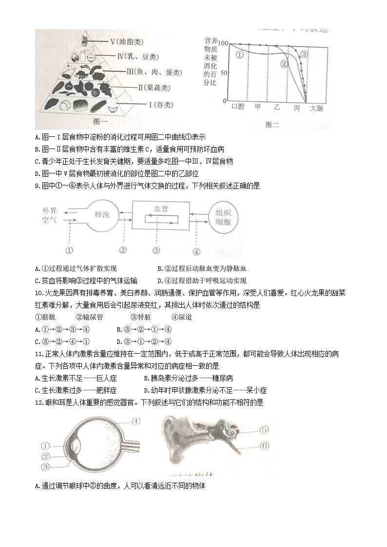 244，山东省济宁市曲阜市2023-2024学年八年级下学期期中生物试题(无答案)第3页