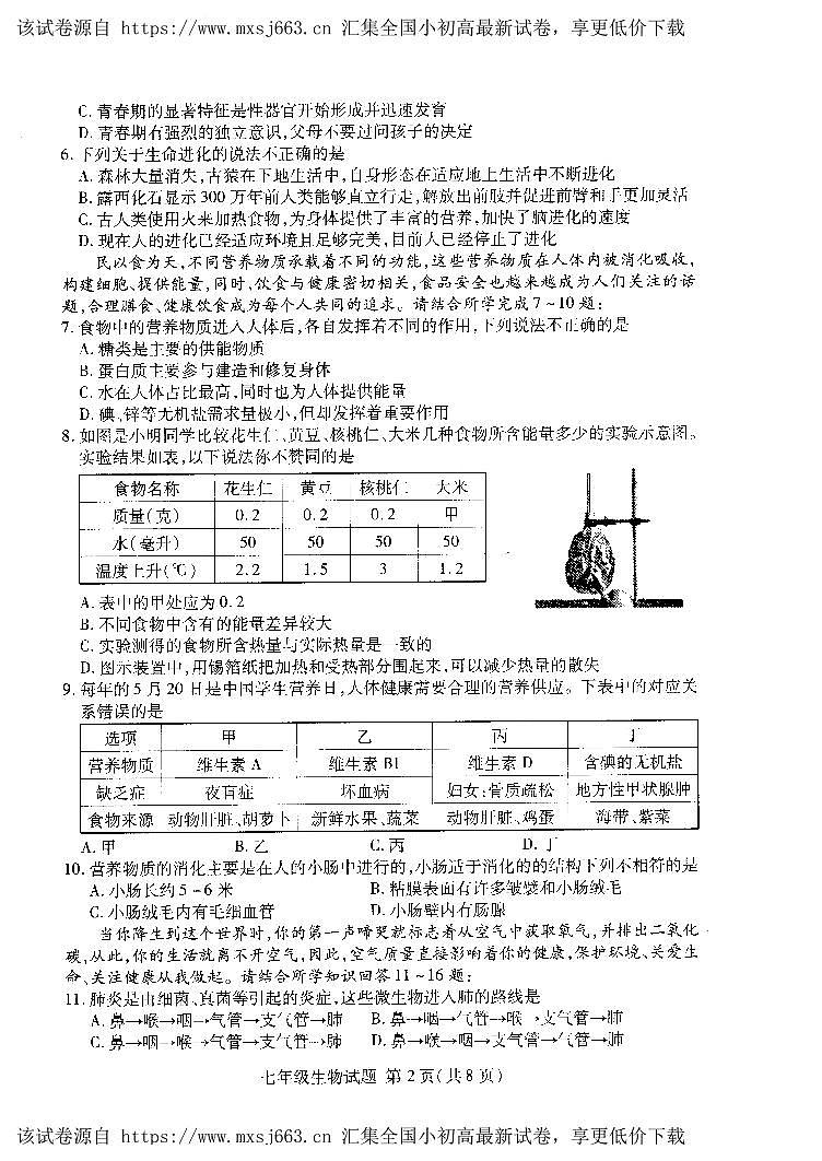 275，山东省临沂市兰山区2023-2024学年七年级下学期4月期中考试生物试题第2页