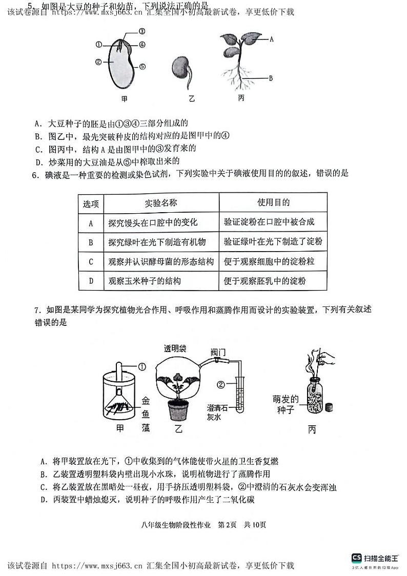 272，山东省临沂市沂水县2023-2024学年八年级下学期期中考试生物试题02