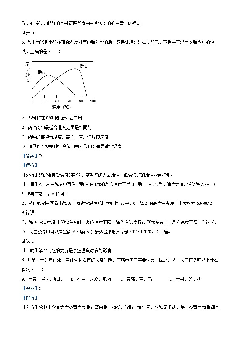 06，山东省禹城市李屯中学2023-2024学年七年级下学期第一次月考生物试题第3页