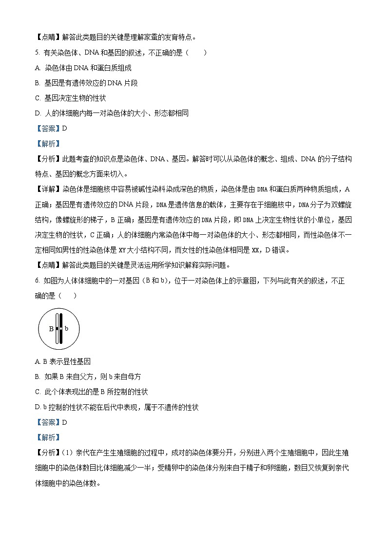 105，安徽省安庆市22校2023-2024学年八年级下学期期中生物试题03