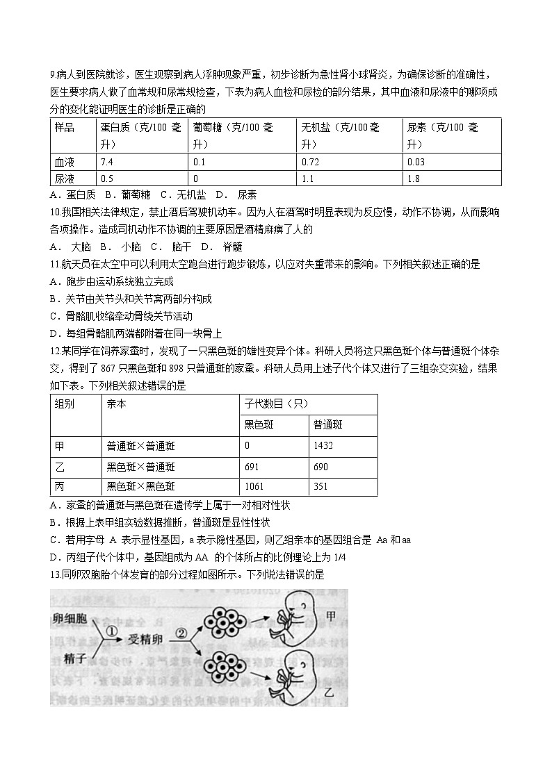 124，2024年河北省邢台市信都区中考一模生物试题03