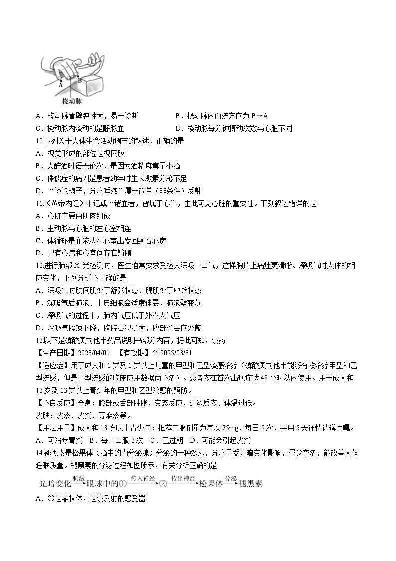 132，2024年山东省滨州市无棣县中考一模生物试题03