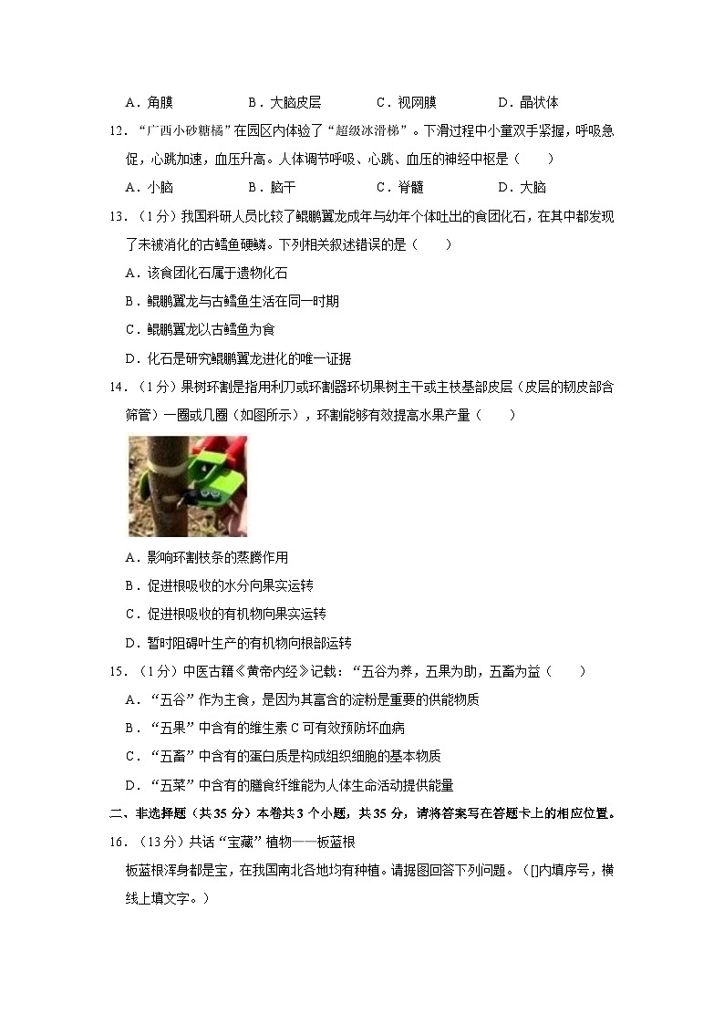 18，2024年山西省晋中市榆次区中考生物一模试卷03