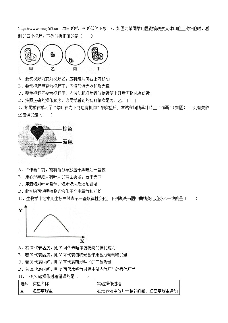 63，山东省日照市新营中学2023-2024学年八年级下学期4月月考考试生物试题(无答案)第2页