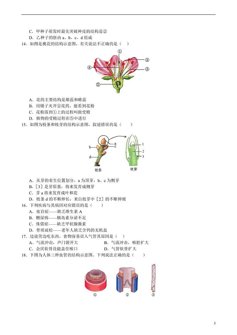 2024年中考考前最后一套押题卷：生物（苏州卷）（考试版）第3页