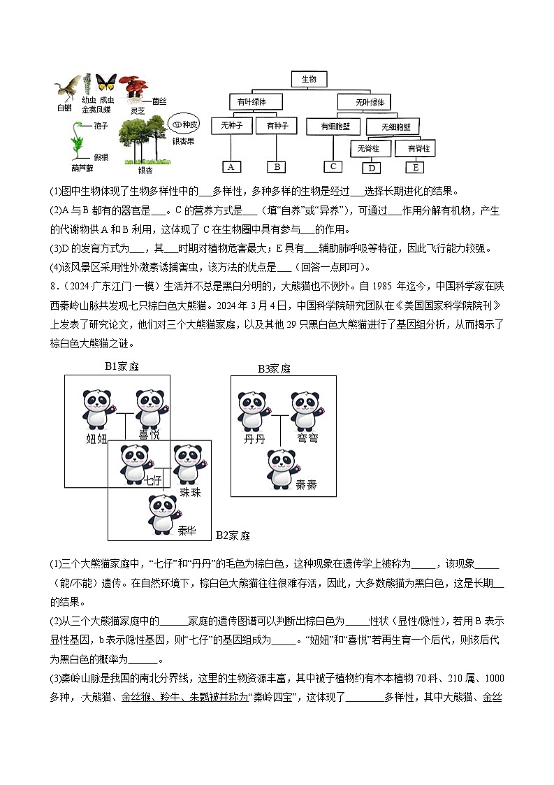 2024年广东省中考生物一模试题分类汇编-专题06 生物的多样性、动物的运动和行为（原卷版）第2页