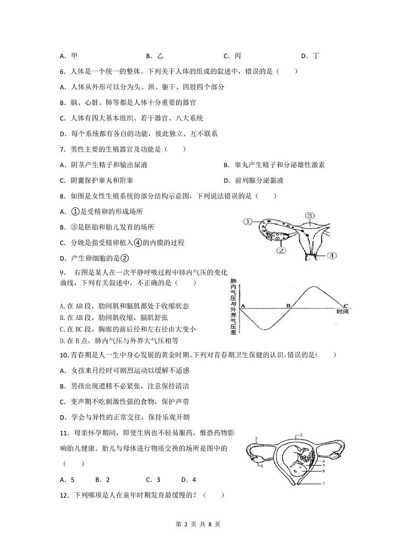 湖南省永兴县树德中学2023-2024学年七年级下学期期中考试生物试题02