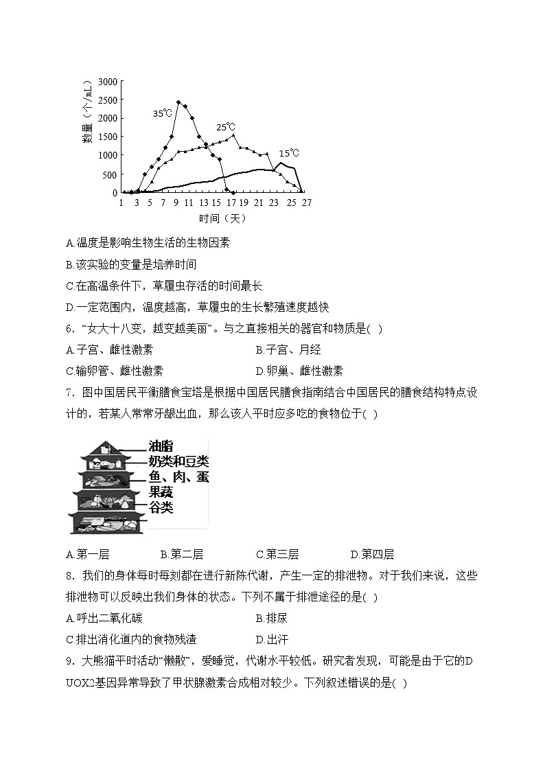 湖南省益阳市沅江市两校2024届九年级下学期中考二模生物试卷(含答案)02