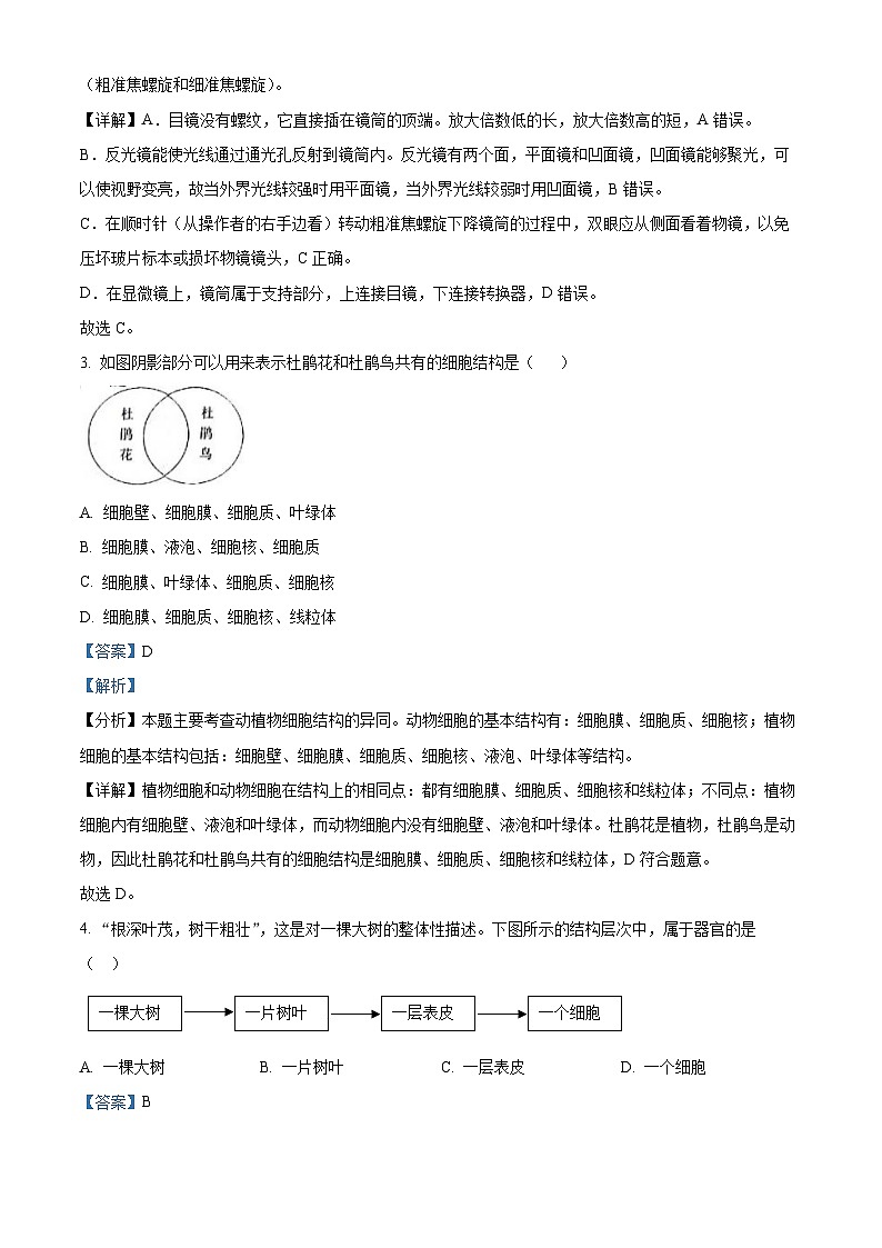 2024年云南省大理州八年级中考一模生物试题（原卷版+解析版）02