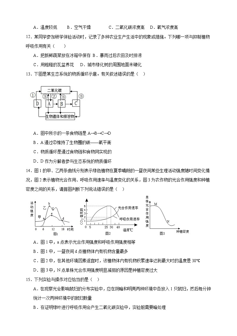 热点08 绿色植物的呼吸作用-备战2024年中考生物热点专题精练03