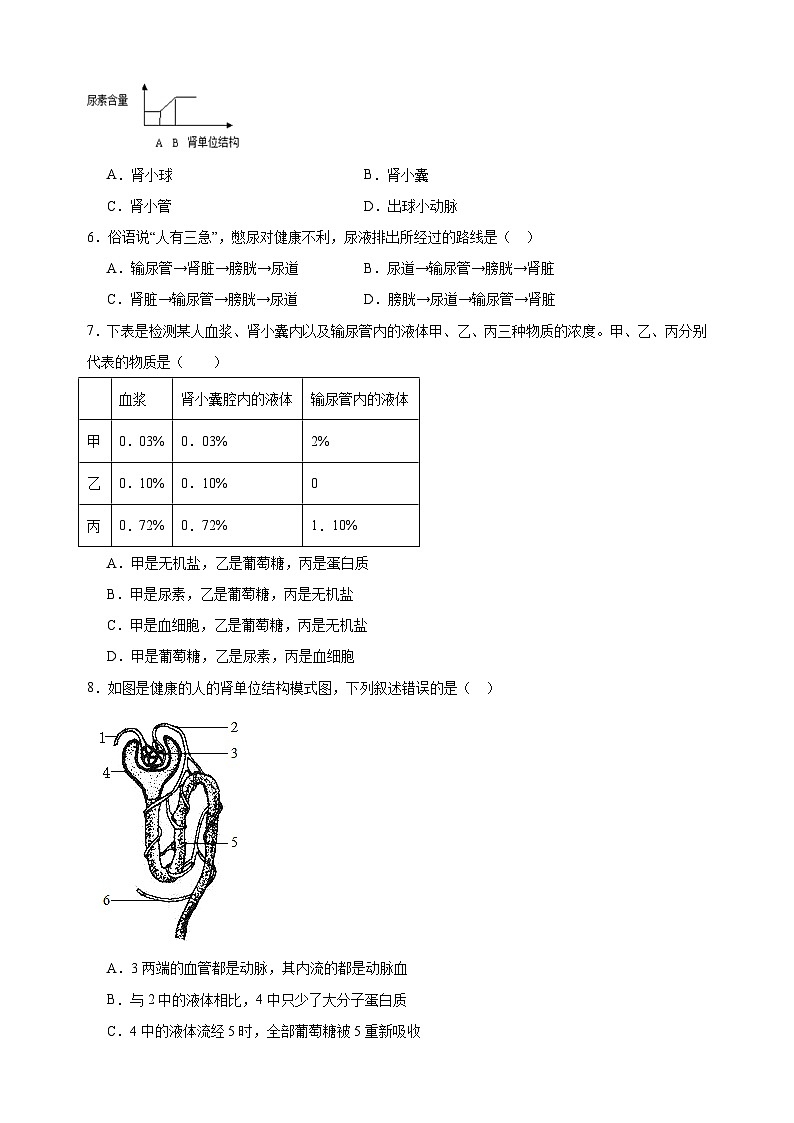 热点13 人体内废物的排出-备战2024年中考生物热点专题精练02