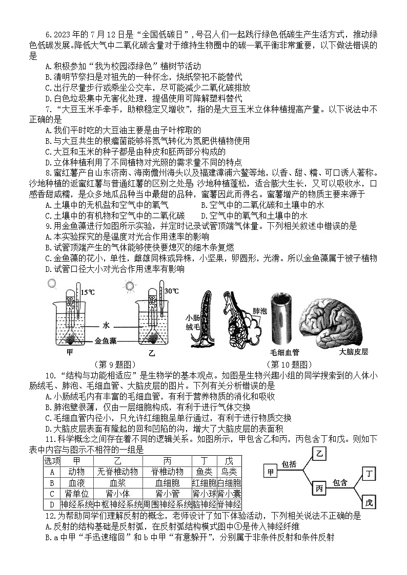 2024年山东省济宁市兖州区初中学业水平第二次模拟考试生物试题02