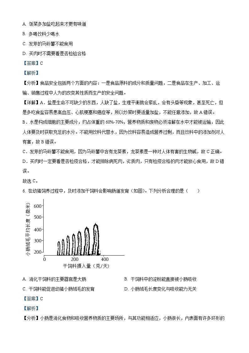 贵州省遵义市红花岗区等5地2023-2024学年七年级下学期期中生物试题（解析版）第3页