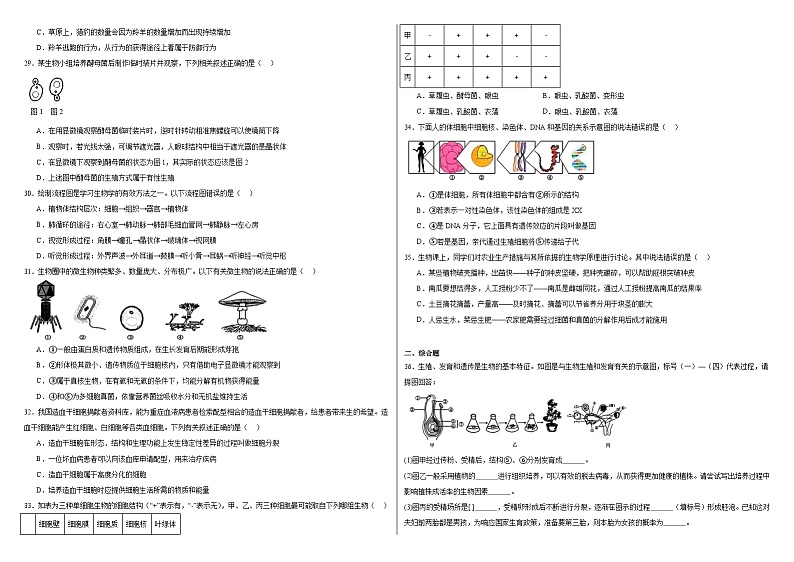 2024年海南省海口市中考一模生物试题03
